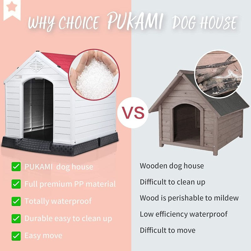 Plastic Dog House Outdoor Indoor for Small Medium Large Dogss with Elevated Floo1