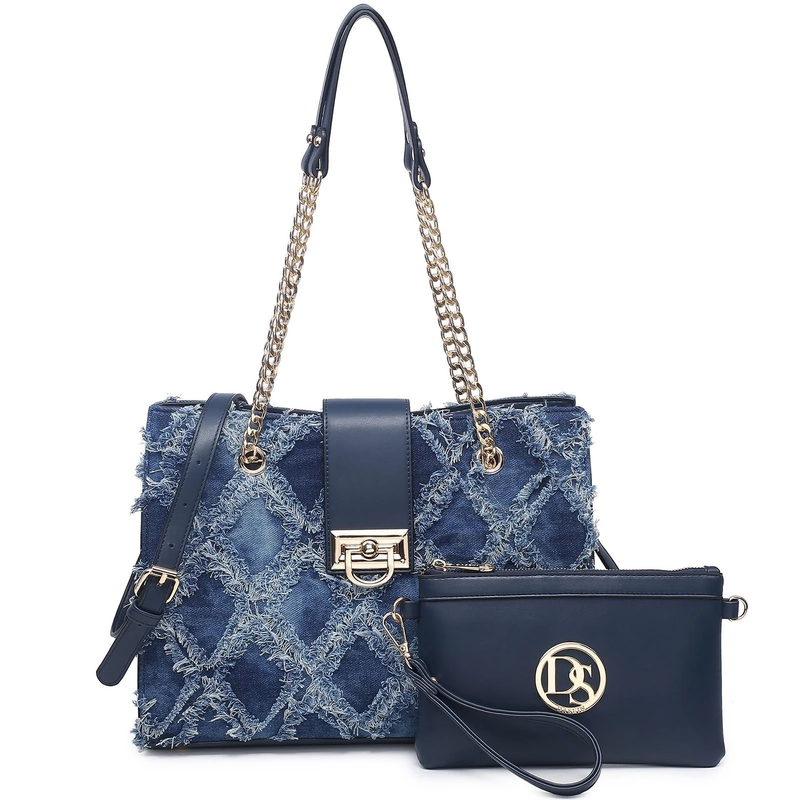 Women Hobo Bag Vegan Leather Tote Chain Shoulder Satchel Bag with Clutch0