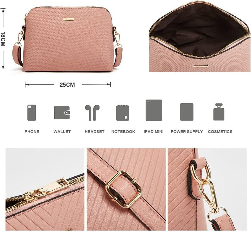 Women Fashion Synthetic Leather Handbag Set 3PCS Tote Shoulder Satchel Purse4