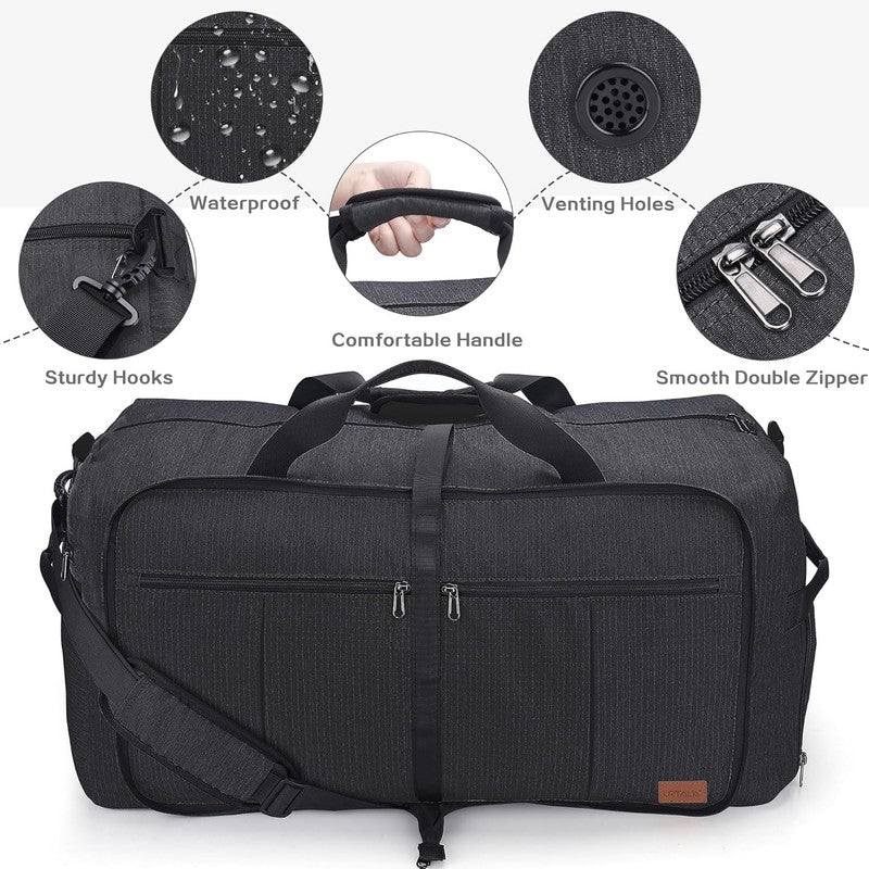 120L Foldable Waterproof Travel Duffel Bag w/ Shoe Compartment3