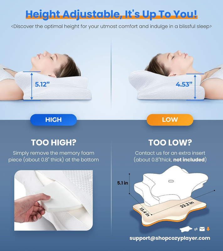 Ultra Cooling Neck Pillow Memory Foam Cervical Support Adjustable3