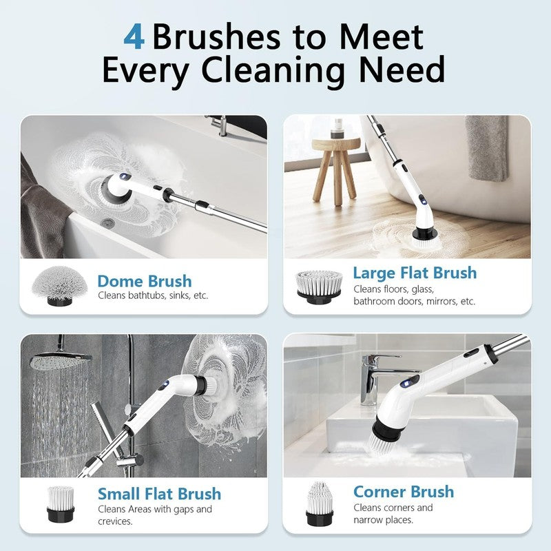 Powerful Cordless Electric Spin Scrubber with LCD Display & Adjustable Handle2
