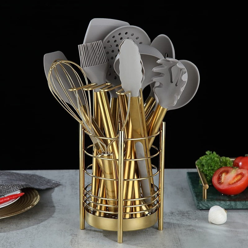 Gold 38 Pieces Silicone Kitchen Utensils Set with Sturdy Stainless Steel Utensil8
