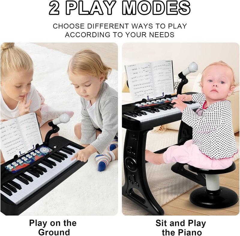 Piano Toy for Kids   37 Keys Piano Keyboard Toy with Stool and Microphone, Black5