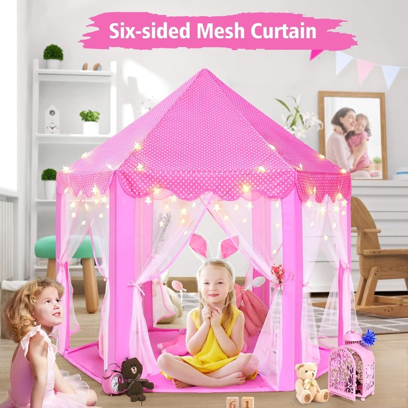 Large Princess Play Tent for Kids with Star Lights - Indoor/Outdoor Fun3
