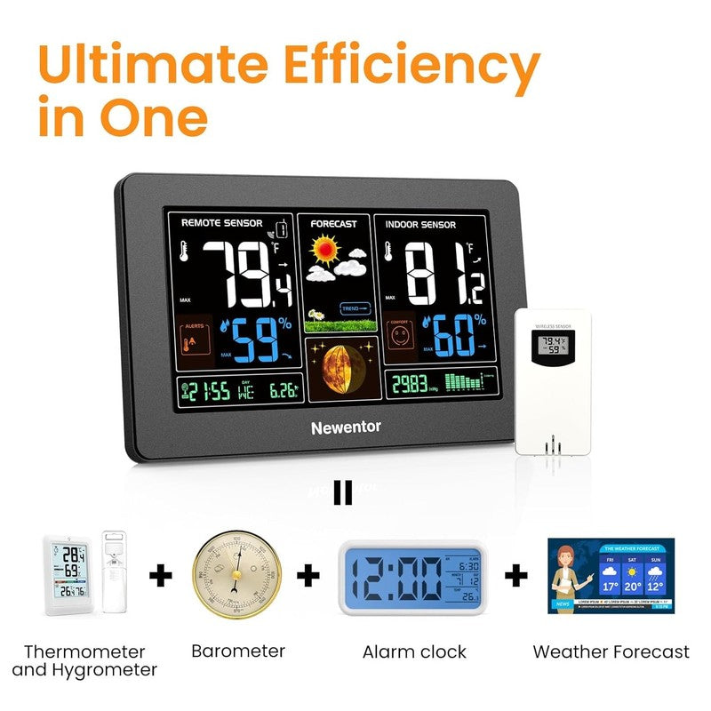 Weather Station Wireless Indoor Outdoor Thermometer, Color Display Digital Weath4