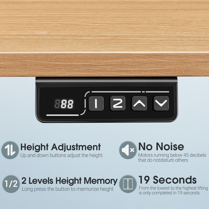 40"×24" Electric Height Adjustable Standing Desk T Shaped Metal Black/Wood3