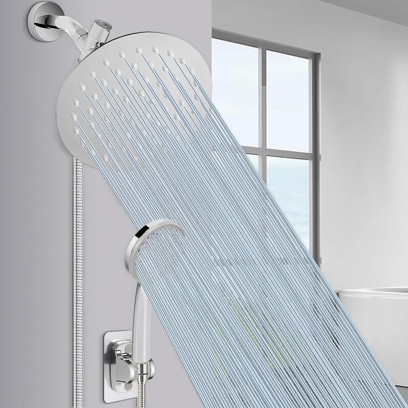 8" Stainless Steel Rain Shower Head & 5-Setting Handheld Combo Chrome6