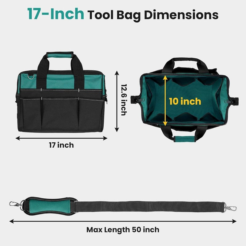 17" Heavy Duty Tool Bag 1680D Multi-Pocket Organizer with Shoulder Strap2