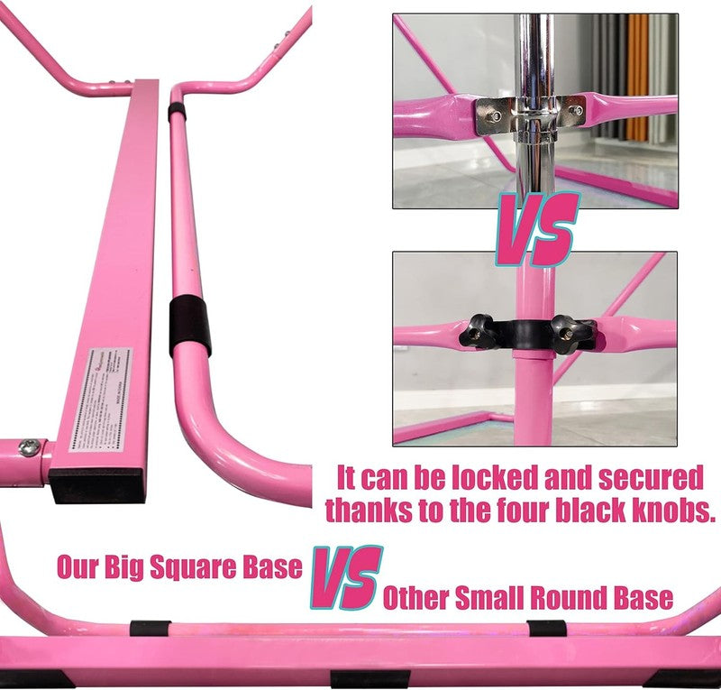 Folding Kids Gymnastics Bar w/ Rings Sturdy Kip Bar Horizontal Home Gym1