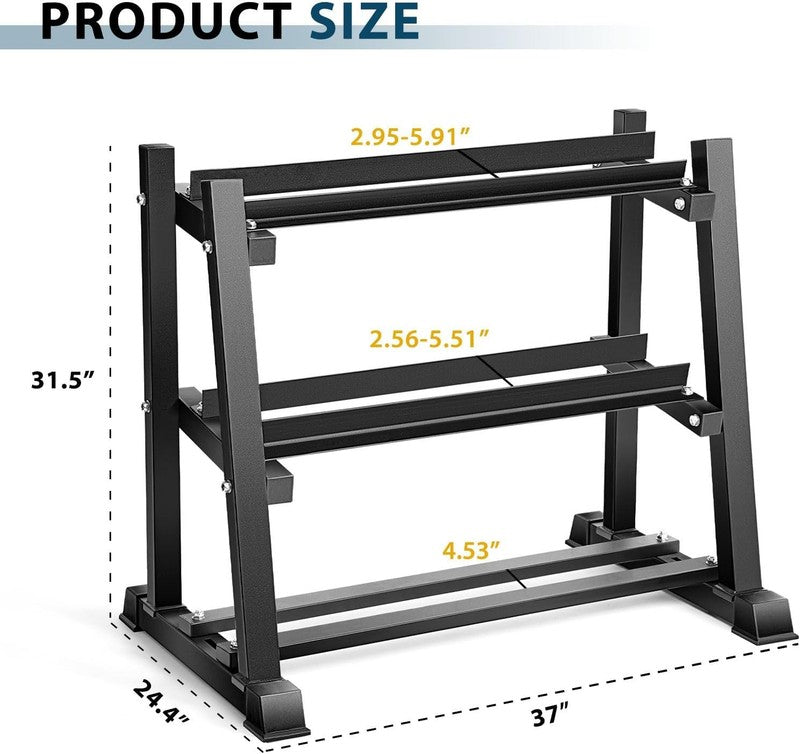 Dumbbell Rack with Weights Stand Home Gym Dumbbells Kettlebells 1100Lb1