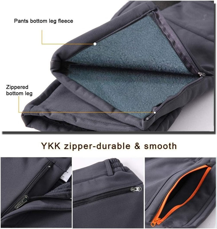 Mens Snow Ski Waterproof Softshell Snowboard Pants Outdoor Hiking Fleece Lined Z4