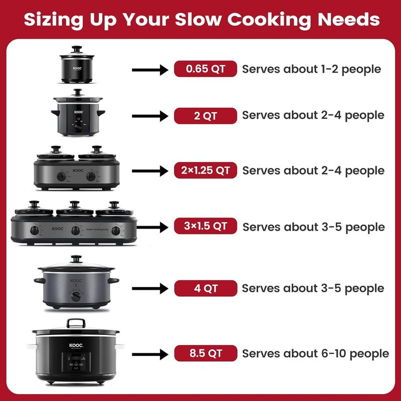 4Qt Slow Cooker 3-Setting Dishwasher Safe Ceramic Red Ellipse Pot6
