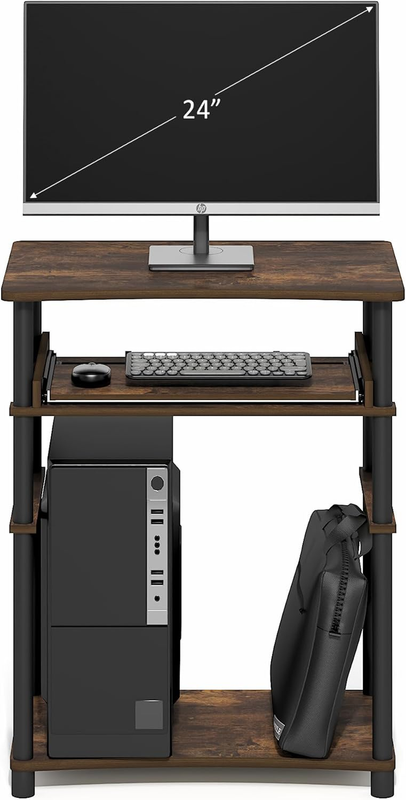 23.6in Gaming Desk Keyboard Tray Computer Desk Amber Pine Home Office5