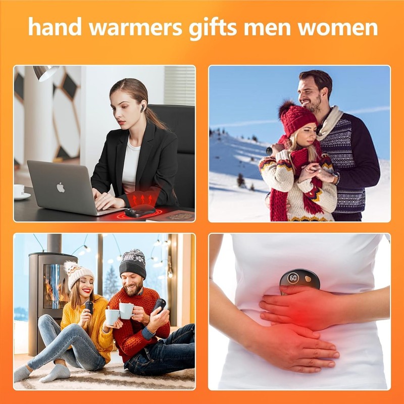 Behome 2Pack Magnetic Hand Warmers Rechargeable, Electric Hand Warmers with 3 Te5