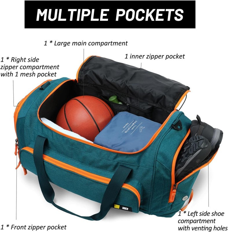 60L Large Gym Duffle Bag w/ Shoe Compartment Lightweight Sports Travel Olive1