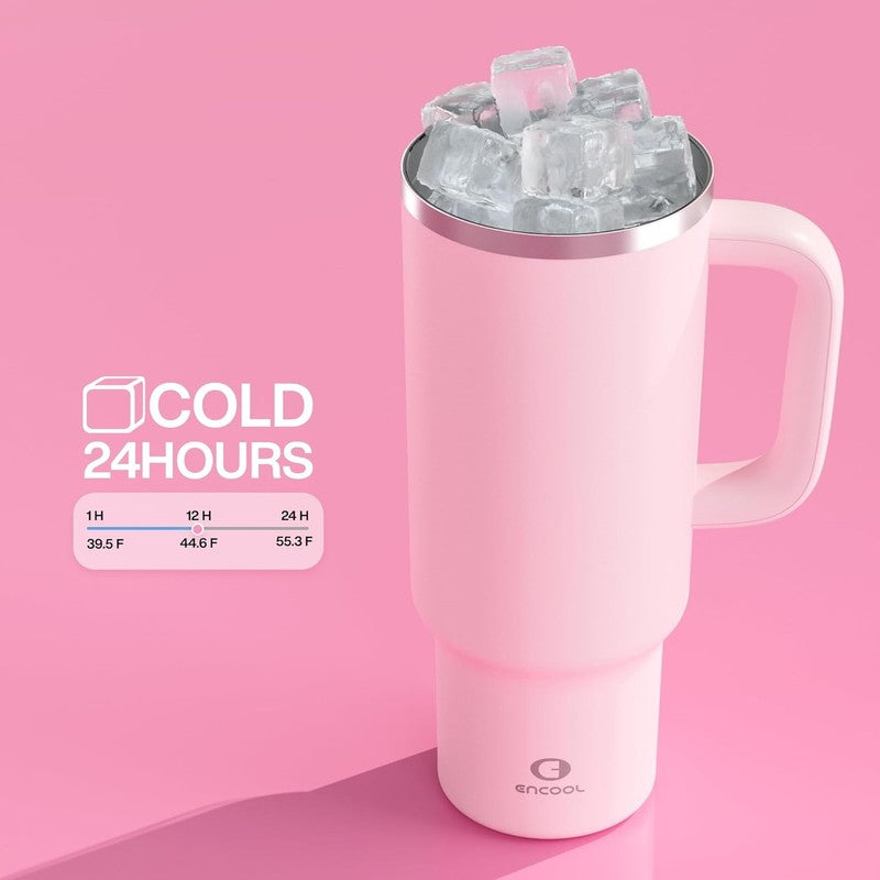 Cotton Candy 40 Oz Stainless Steel Tumbler with Handle & Straw   24H Insulation3