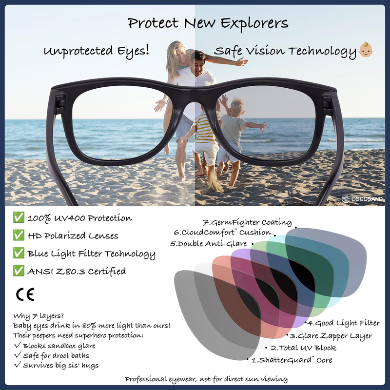   Baby Polarized Sunglasses UV400 Flexible Strap Infant Toddler 0 24 Months2