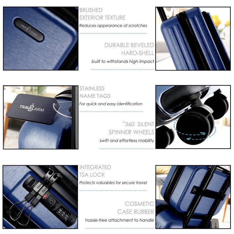 Hard Shell Carry on Suitcase, Expandable Hardside Luggage with Front Pocket, Nav4