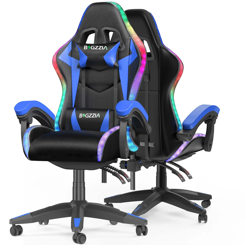 Gaming Chair with LED Lights, Computer Chair with Lumbar Support, Ergonomic High0