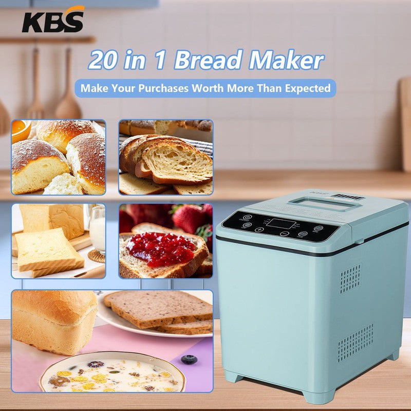 2LB 20-in-1 Bread Maker Machine Green LCD Automatic 2 Custom Menus 0701