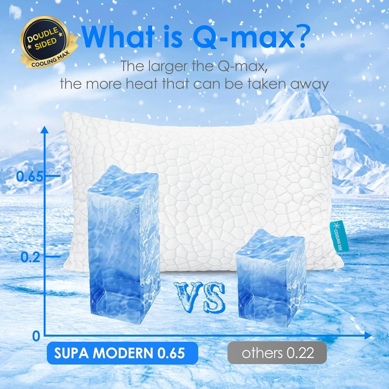 Cooling Queen Pillows Set of 2 Shredded Memory Foam Adjustable Gel2