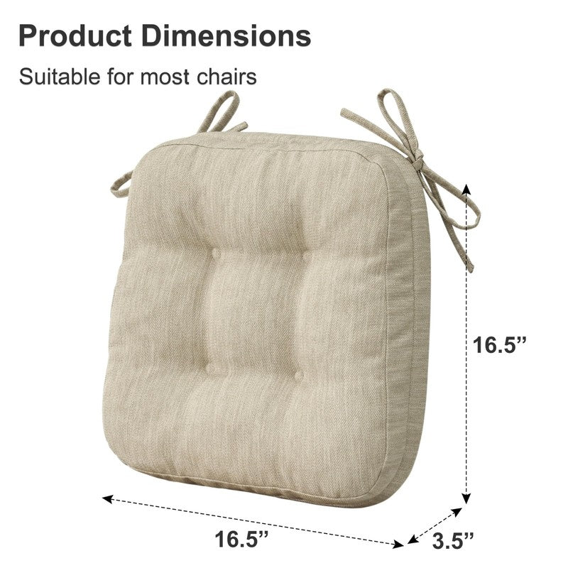 3.5" Tufted Memory Foam Chair Cushions 16.5"x16.5" Non-Slip Beige5