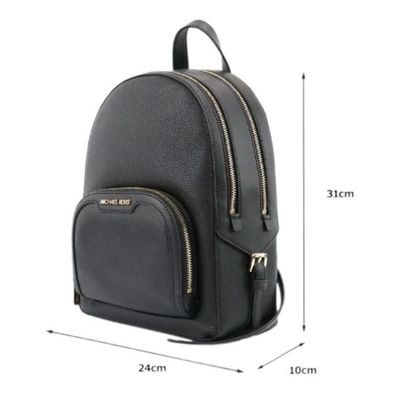 Womens Jaycee Pebbled Leather Medium Backpack Zip Pocket Black2