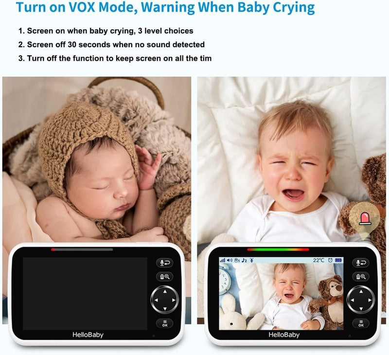 5" No Wifi Baby Monitor with 30 Hour Battery, Night Vision & 2 Way Talk3