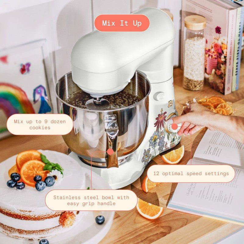Beautiful 5.3 QT Stand Mixer w/ Flat Beater, White Dough Hook by Drew Barrymore3