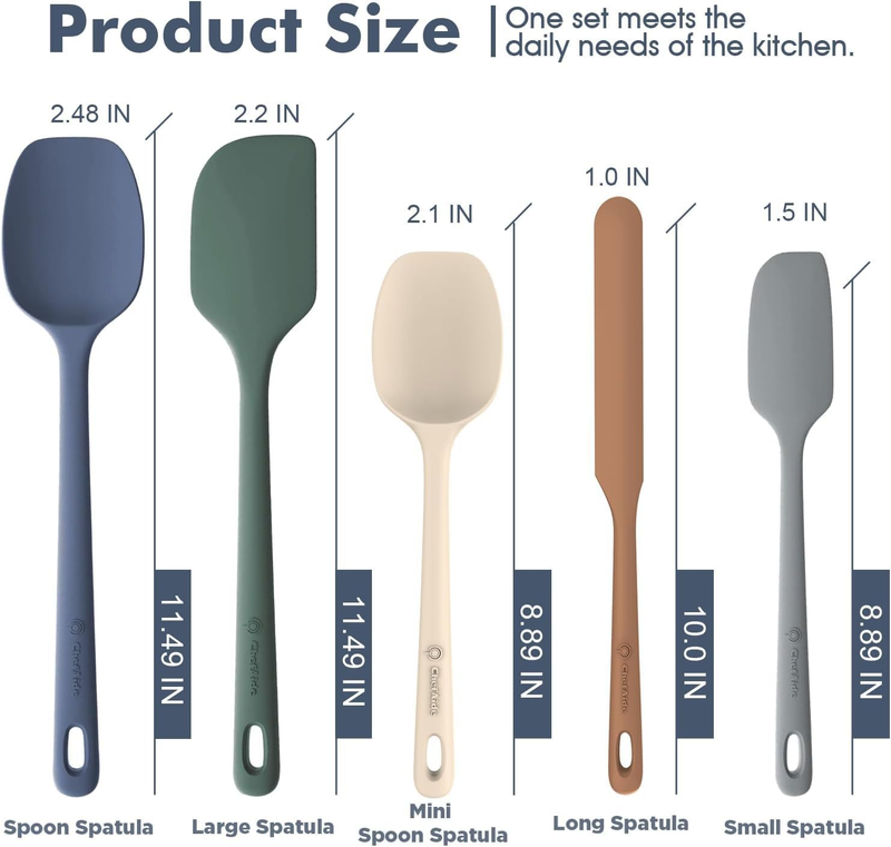 5 Piece Silicone Spatula Set Heat Resistant 600°F Nonstick Cookware1
