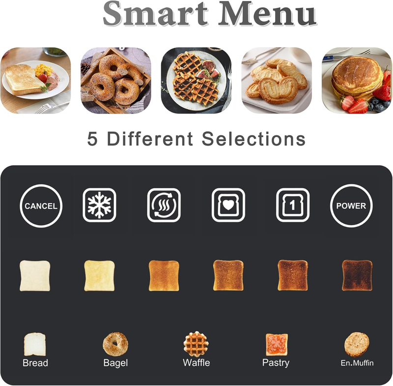 4 Slice Long Slot Toaster - Touch LED, Wide Slots, Dual Control, 6 Shades4