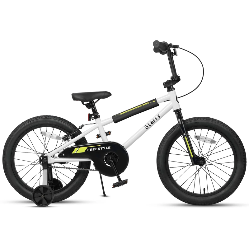 18in Kids BMX Bike w/ Training Wheels Coaster Brake Ages 6 9 White1