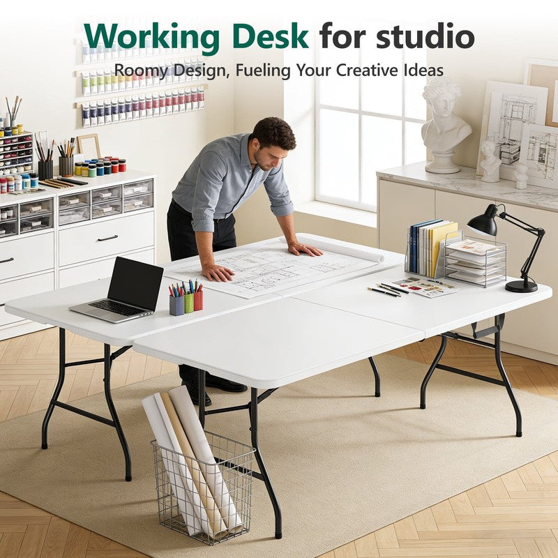 6Ft Portable Folding Table, Outdoor Dining Table Mesas Para Fiestas Portable Fol4