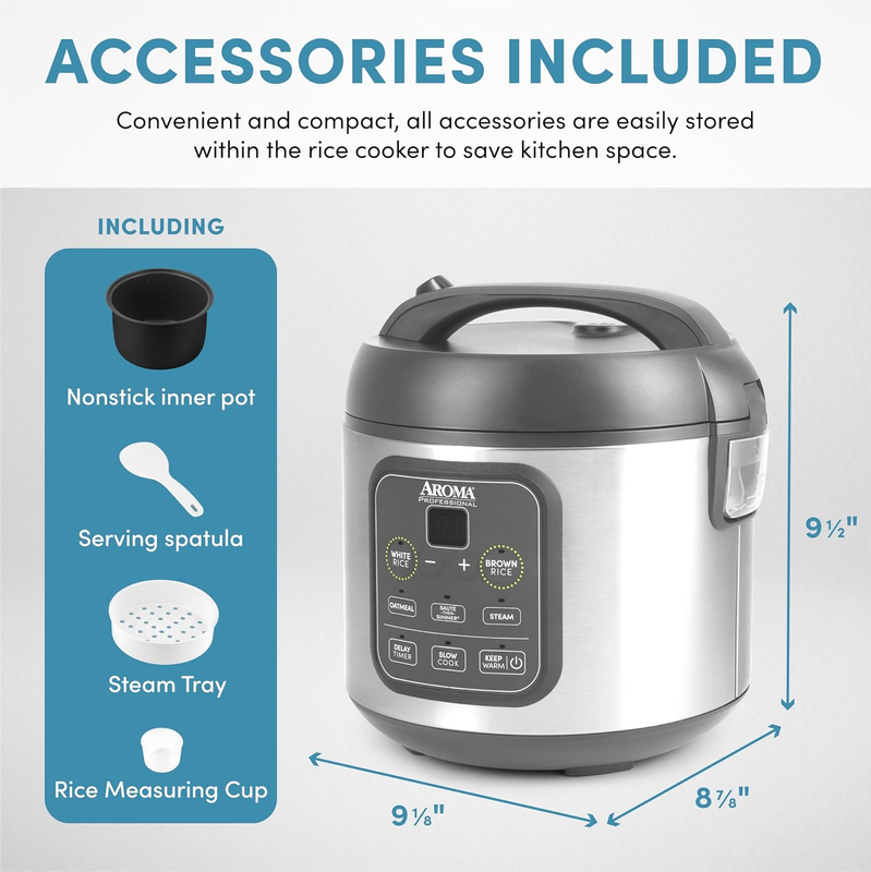 ARC 994SG 4 Cup Digital Rice Cooker 2Qt Multi Cooker Steamer Stainless6