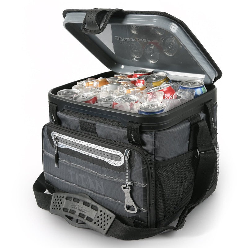 40 Can Collapsible Zipperless Soft Cooler, Black, 23 QT4
