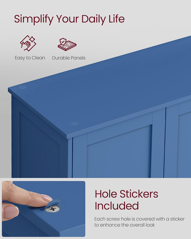 Shaker Floor Storage Cabinet 4 Door 2 Shelves Tall Organizer Bijou Blue5