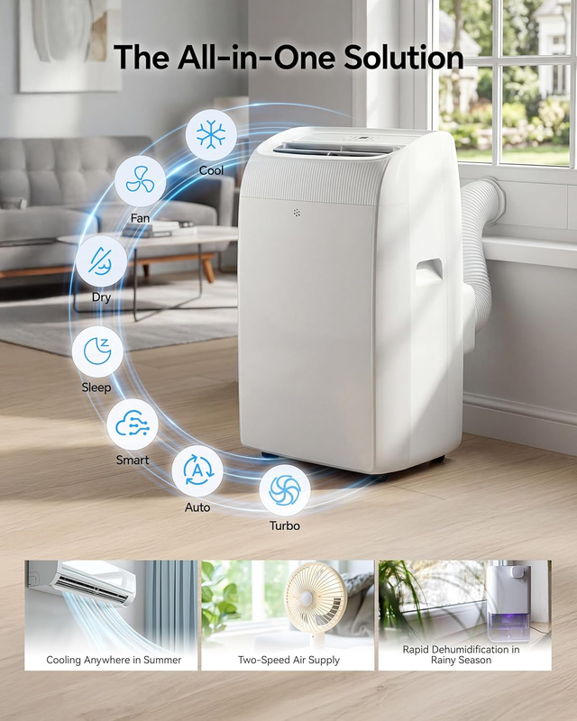 14000 BTU Portable Air Conditioner Quiet AC Unit Cools 700 Sq Ft5