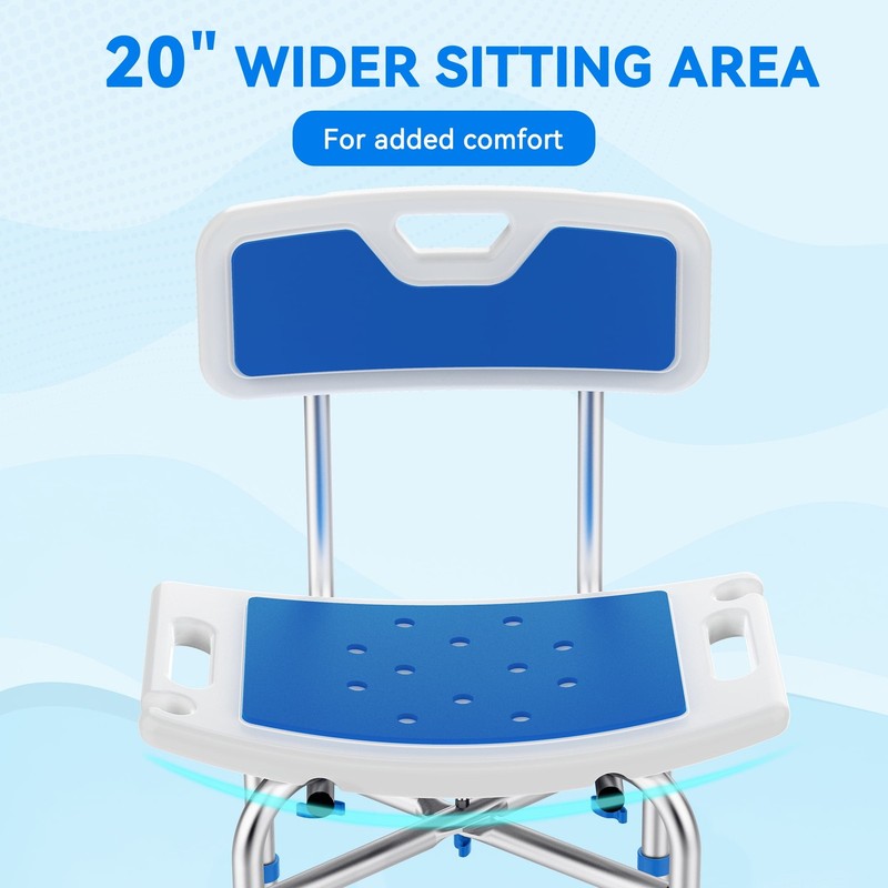 Heavy Duty 500lb Shower Chair with Back, Height Adjustable Bath Stool3