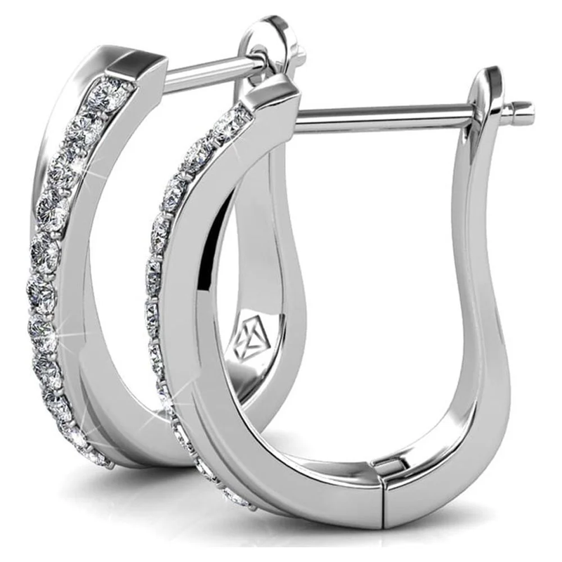 Amaya 18K White Gold Plated 16Mm Hoop Earrings with Crystals Gift for Women8