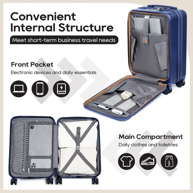 3Pc Carry On Luggage Front Opening TSA Lock Spinner Wheels YKK Zippers2
