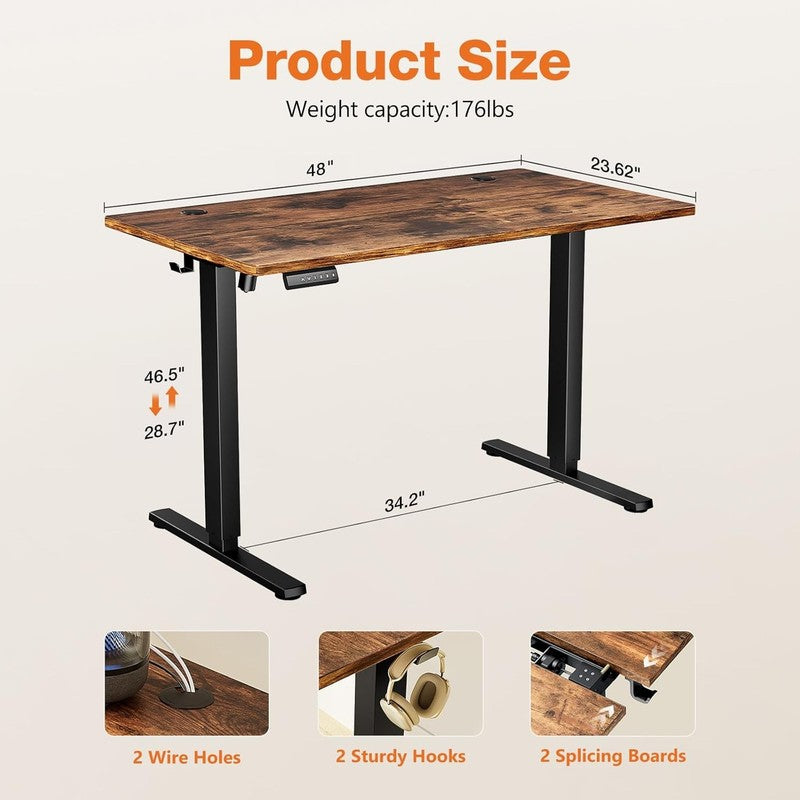 Electric Height Adjustable Standing Desk   48" Home Office Workstation2