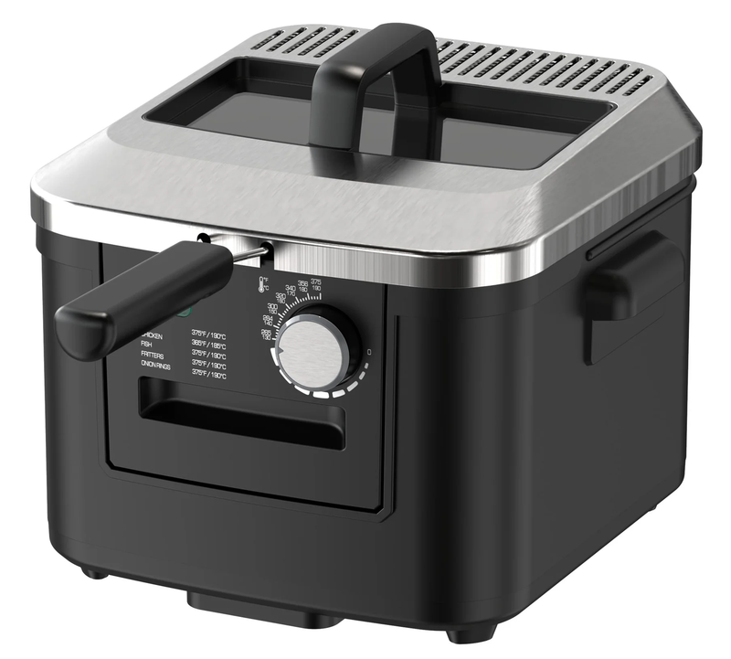 4L Electric Deep Fryer, Matte Black, Stainless Lid, 1800W10