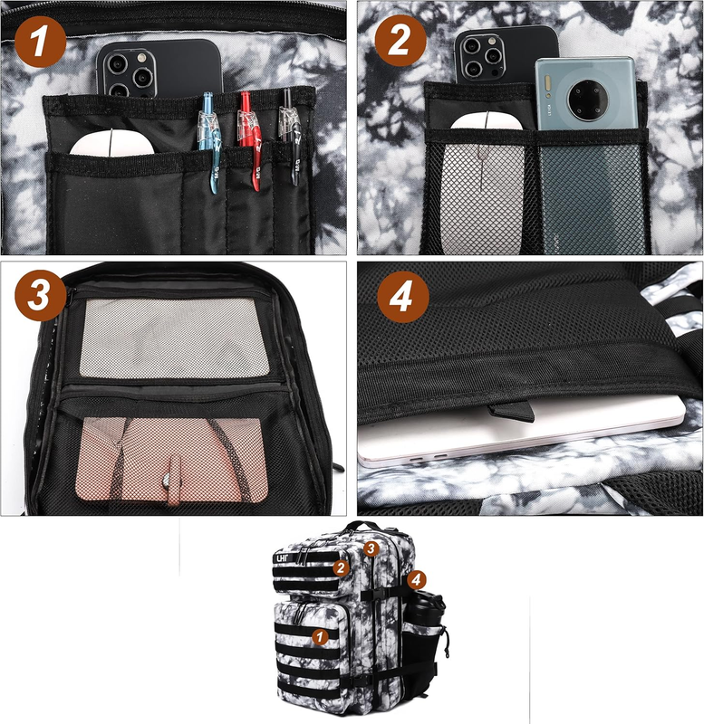 Military 45L Tactical Backpack Black White MOLLE 3 Day Assault Pack Bag5