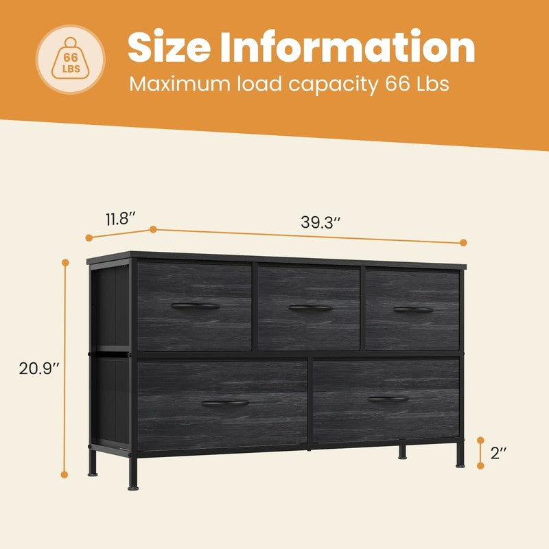 5 Drawers Fabric Dresser for Bedroom, Drawer Organizer Storage Cabinet for Close3