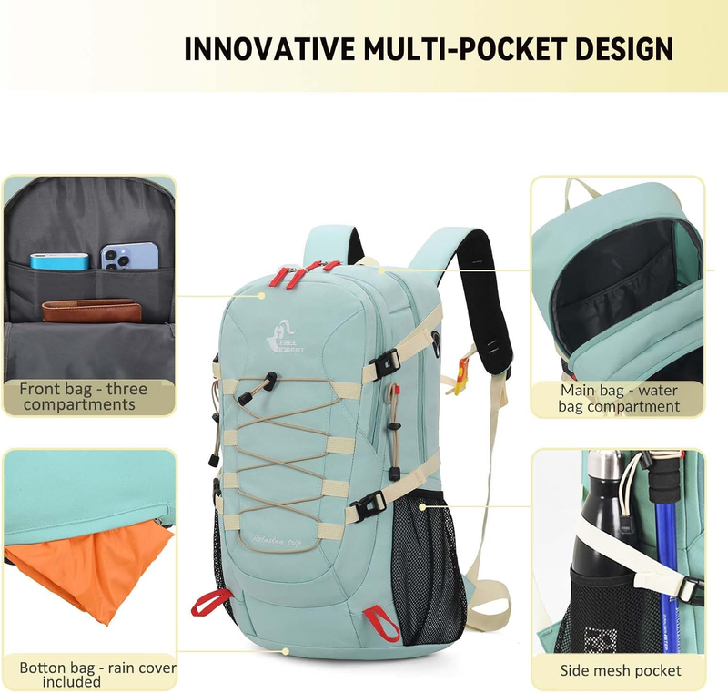 40L Hiking Backpack Waterproof Camping Travel Daypack Pink4
