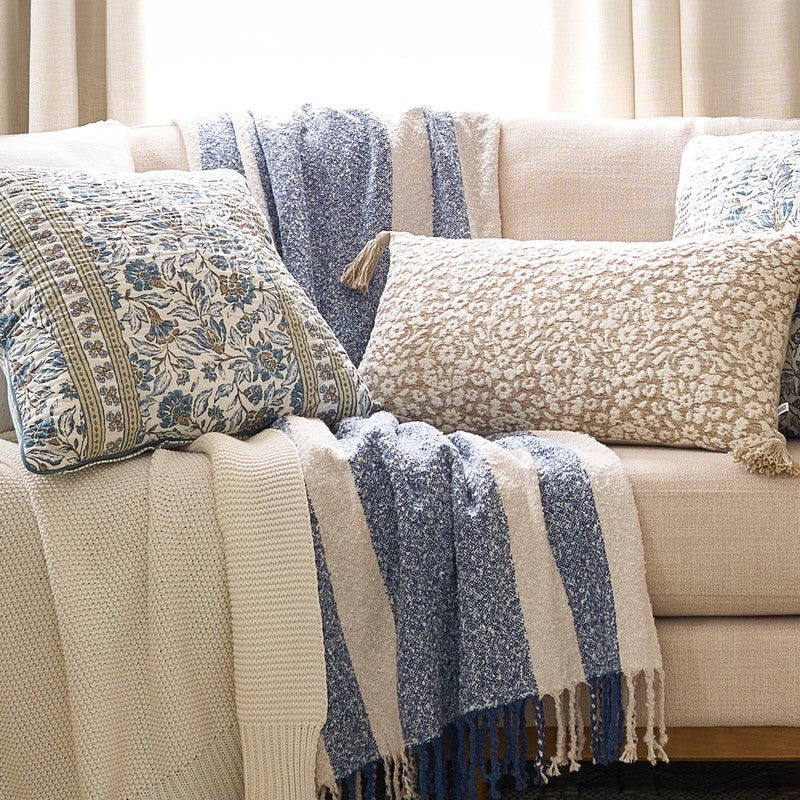 Pillow 2 Pack 20"x20" Blue Floral Reversible Cotton Decorative7