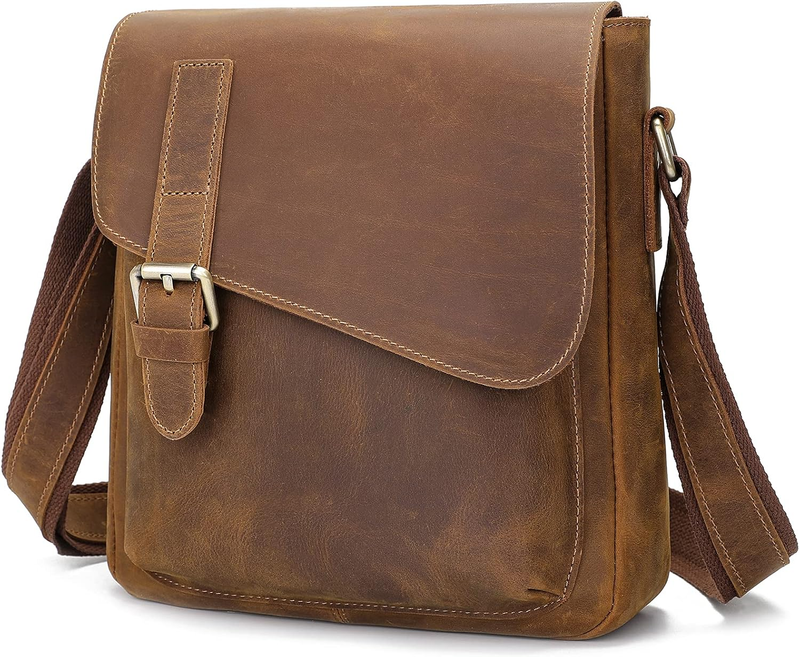 Men's Leather Messenger Crossbody Bag Vintage Anti-Theft Waterproof Shoulder Bag6