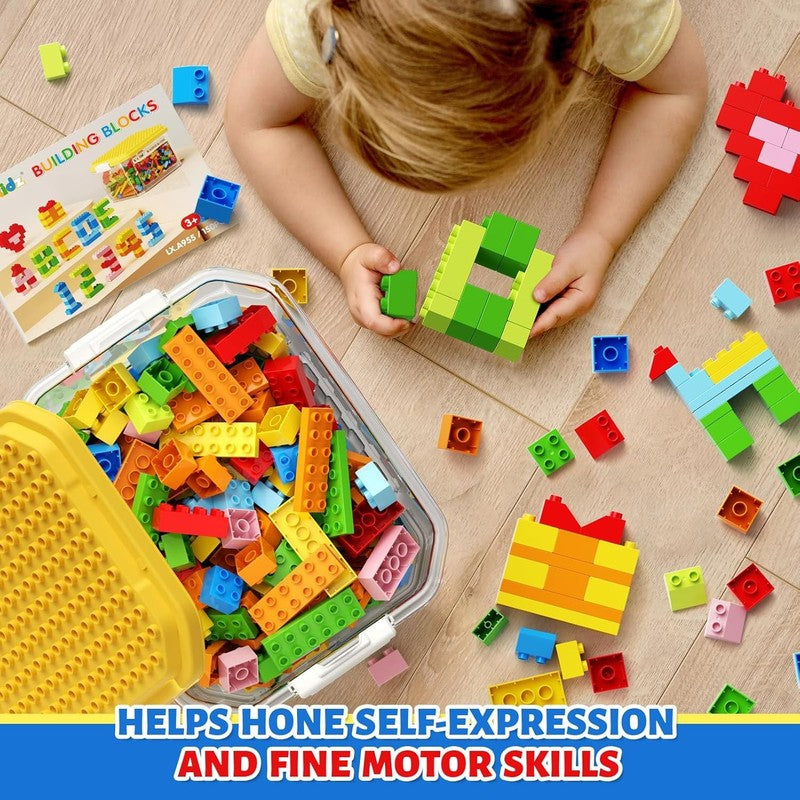 150PCS Jumbo Building Blocks STEM Educational Toy w Storage Box Ages 3+4
