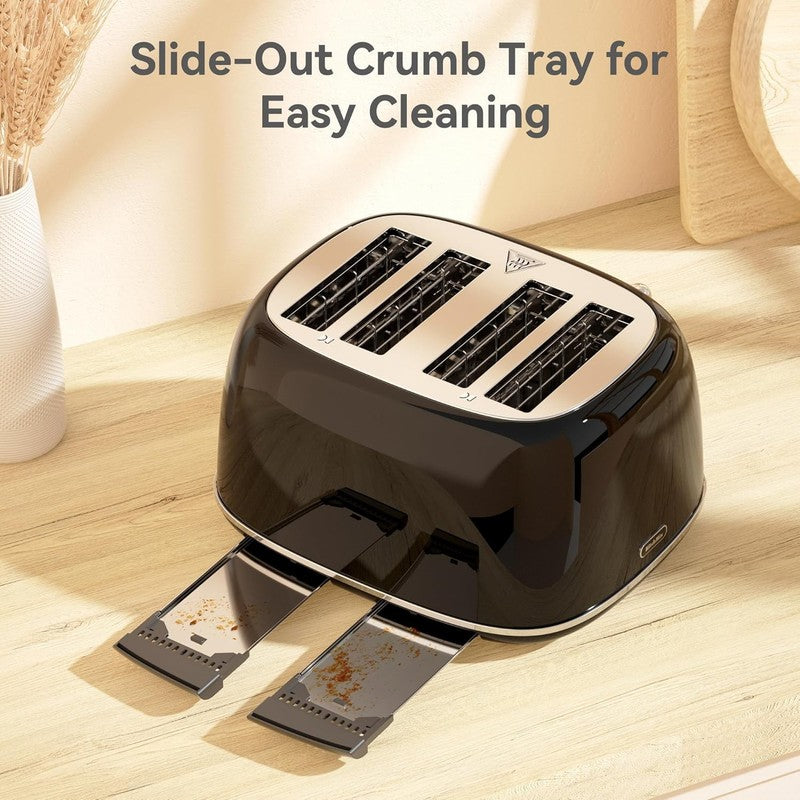 4-Slice Retro Toaster Stainless Steel 6 Shade Settings Cancel/Defrost/Reheat5